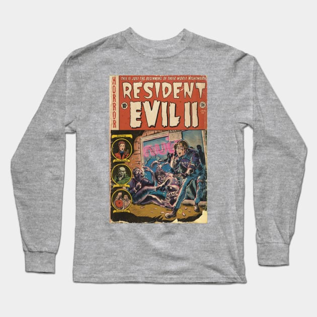 Resident Evil 2 fan art Comic book cover Long Sleeve T-Shirt by MarkScicluna